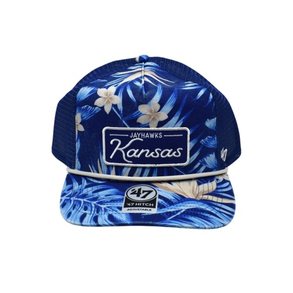'47 Brand Kansas Jayhawks Tropicalia Patch Hitch Trucker Hat Cap‎ Royal Blue NEW